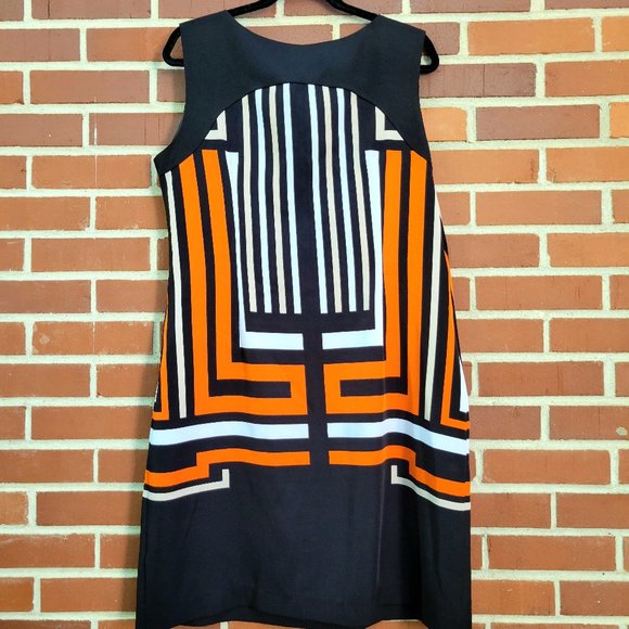 Black, Orange, White, Beige Sheath Dress - Size 14 - Picture 1 of 5